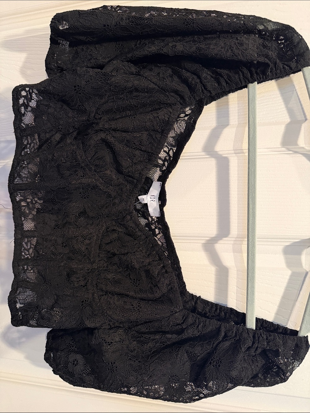 NSR Women's Black Lace Off-Shoulder Crop Top